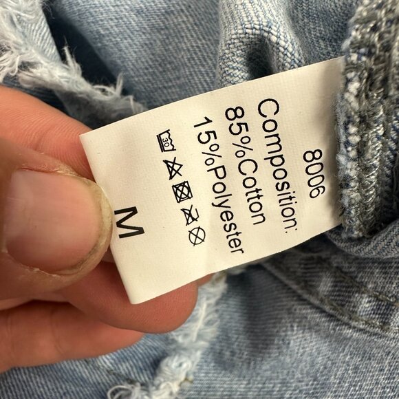 Blue Denim Cropped Womens Jacket With Frayed Hem Size M - Picture 3 of 5